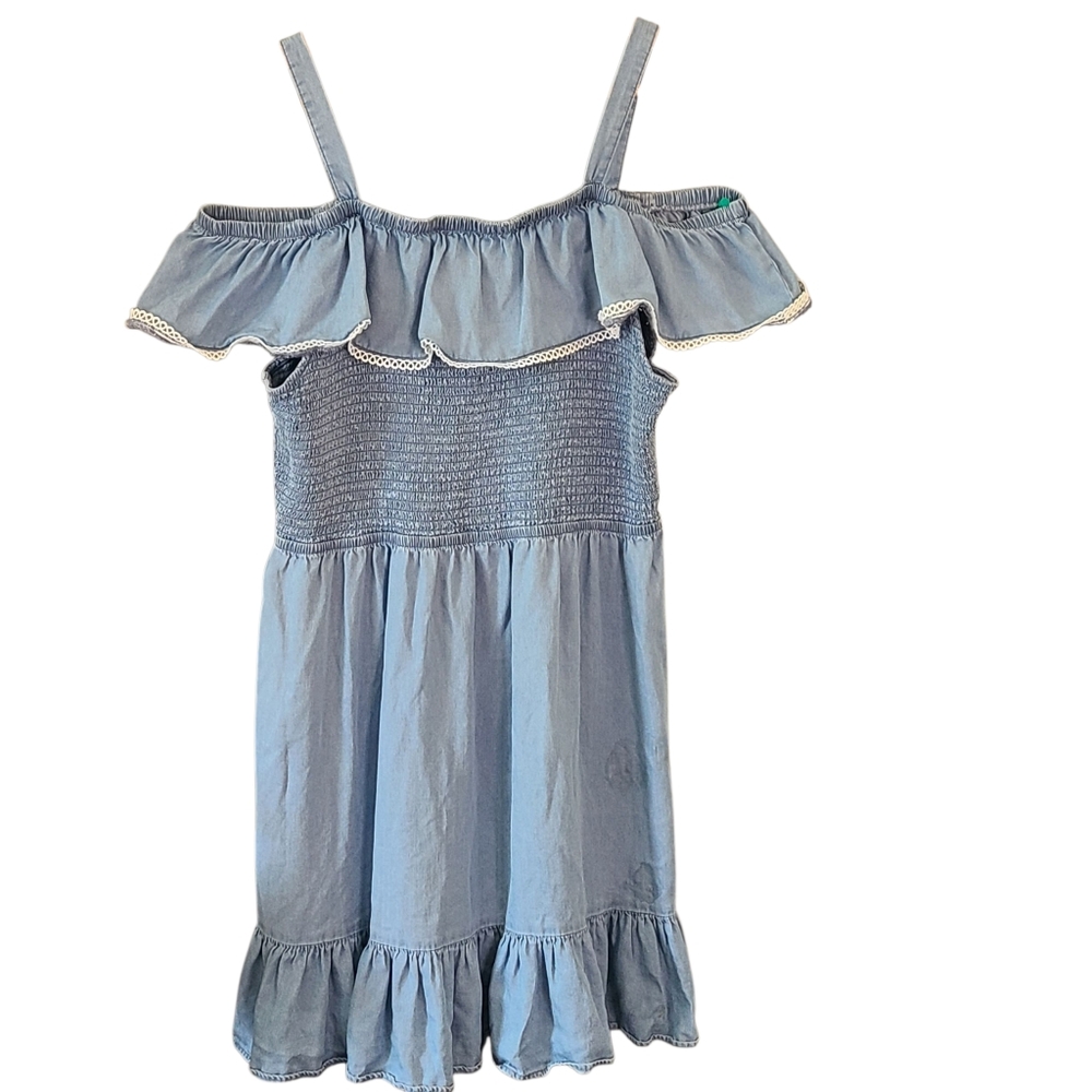 SO Blue Chambray Dress Mini Off The Shoulder Xl